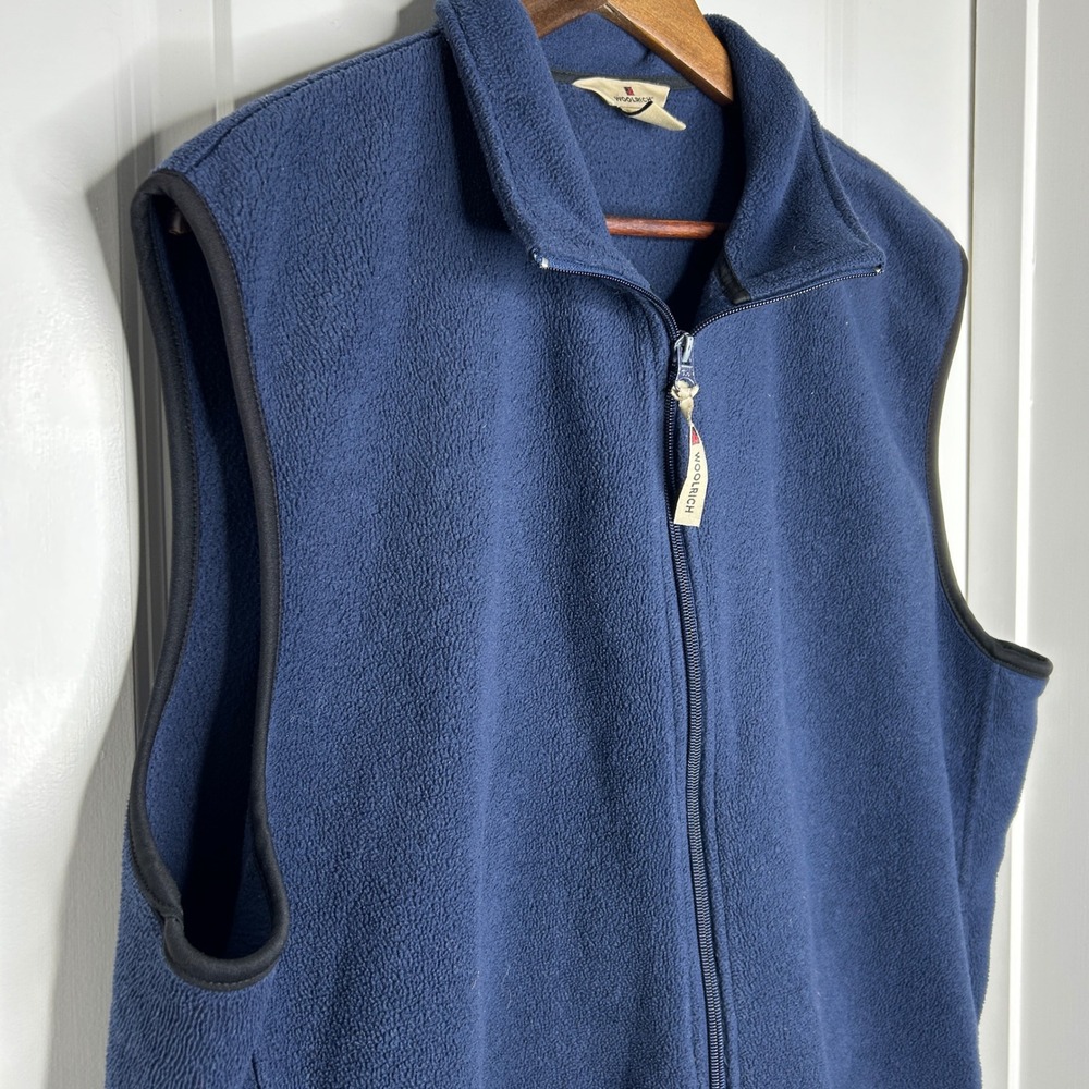Woolrich Mens Deep Navy Fleece Vest‎ Zip Up Gilet Size XL